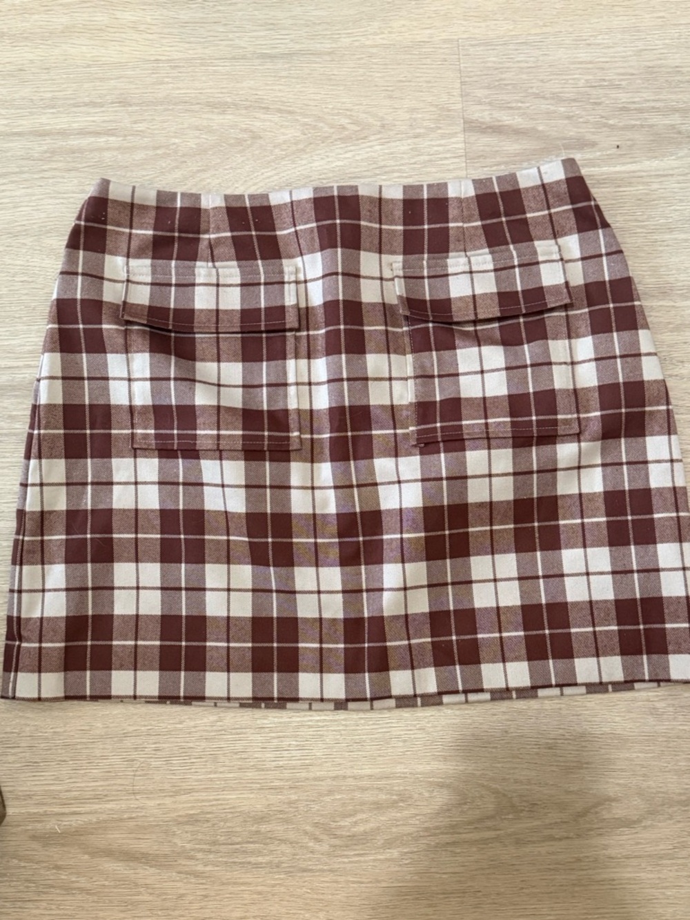 Reformation Brown and Cream Plaid Mini Skirt